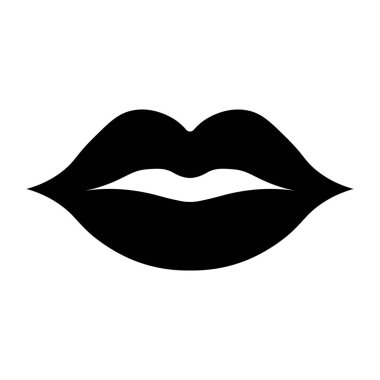 Siyah vektör dudak simgesi beyaz arkaplanda izole