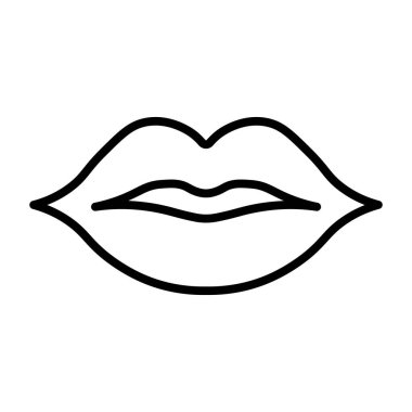 Siyah vektör dudak simgesi beyaz arkaplanda izole