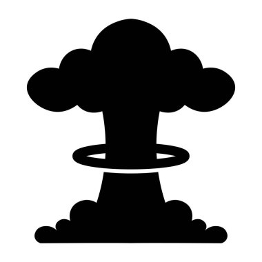 Siyah vektör mantar bulutu simgesi beyaz arkaplanda izole