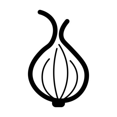 Siyah vektör soğan simgesi beyaz arkaplanda izole edildi