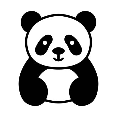Siyah vektör panda simgesi beyaz arkaplanda izole edildi