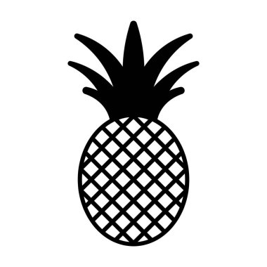 Beyaz arka plan üzerinde izole siyah vektör ananas simgesi