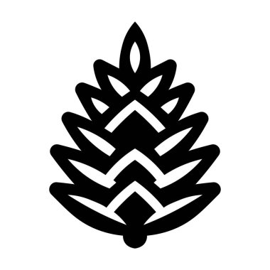 Siyah vektör çam kozalağı simgesi beyaz arkaplanda izole