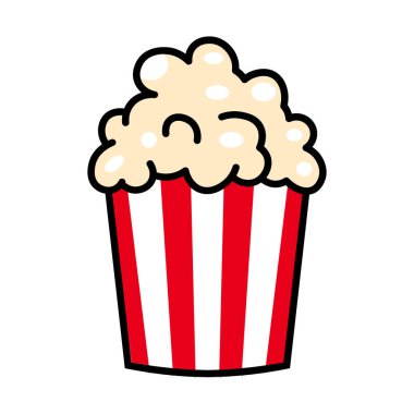 Beyaz arkaplanda izole edilmiş patlamış mısır çizimi