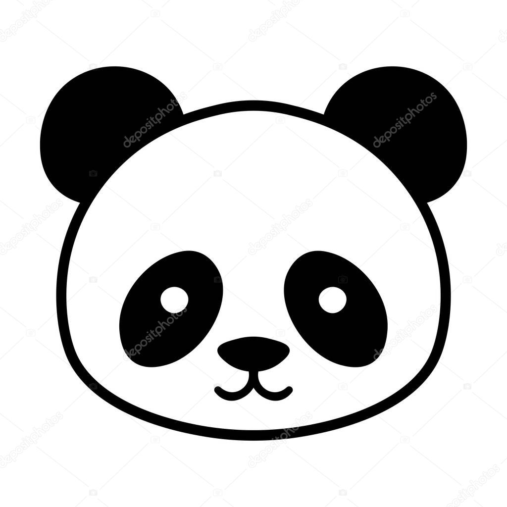 Black vector panda icon isolated on white background