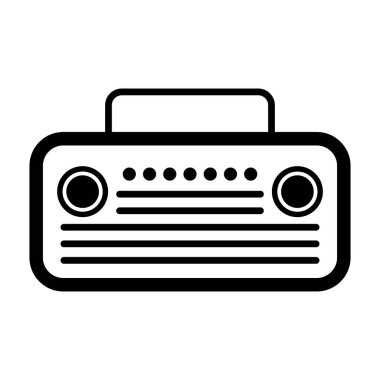 Siyah vektör radyo simgesi beyaz arkaplanda izole edildi