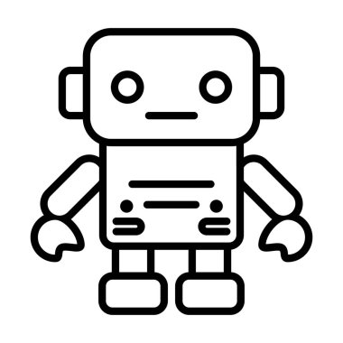 Siyah vektör robot simgesi beyaz arkaplanda izole edildi