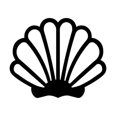 Siyah vektör kabuk simgesi beyaz arkaplanda izole edildi