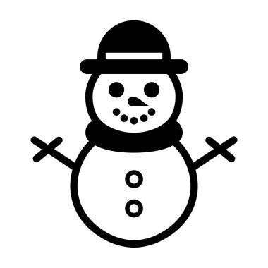 Siyah vektör kardan adam simgesi beyaz arkaplanda izole edildi