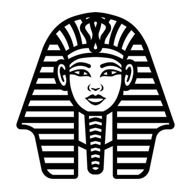Siyah vektör firavun simgesi beyaz arkaplanda izole edildi