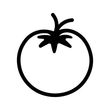 Siyah vektör domates simgesi beyaz arkaplanda izole edildi