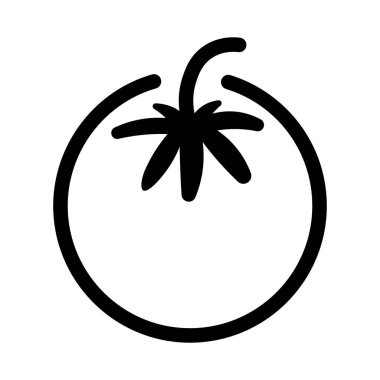 Siyah vektör domates simgesi beyaz arkaplanda izole edildi