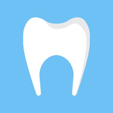 Mavi arkaplanda vektör dişi simgesi izole edildi