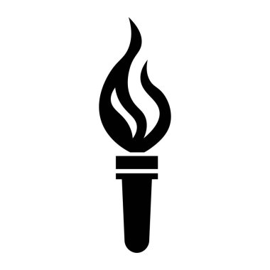 Siyah vektör meşale simgesi beyaz arkaplanda izole edildi