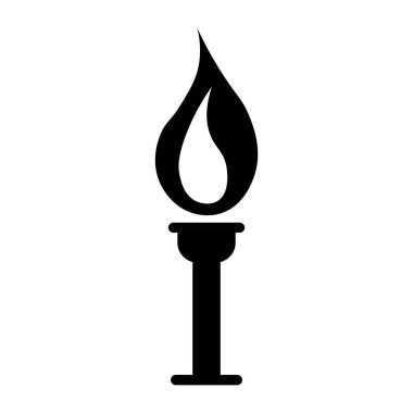 Siyah vektör meşale simgesi beyaz arkaplanda izole edildi