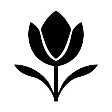 Siyah vektör lale simgesi beyaz arkaplanda izole edildi