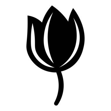 Siyah vektör lale simgesi beyaz arkaplanda izole edildi