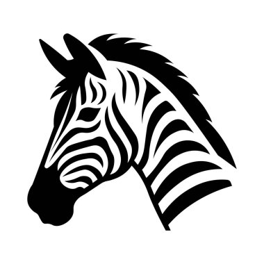 Siyah vektör zebra baş simgesi beyaz arkaplanda izole edildi