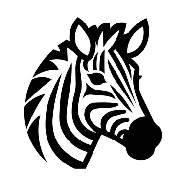 Siyah vektör zebra baş simgesi beyaz arkaplanda izole edildi