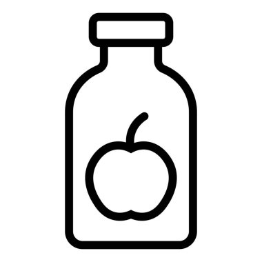 Siyah vektör elma suyu simgesi beyaz arkaplanda izole