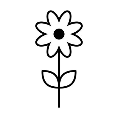 Siyah vektör çiçek simgesi beyaz arkaplanda izole edildi