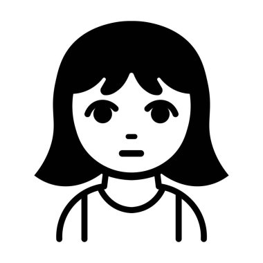 Siyah vektör kız simgesi beyaz arkaplanda izole edildi