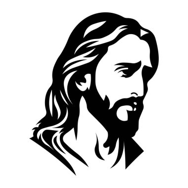 black vector jesus icon isolated on white background clipart