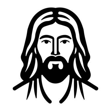 Siyah vektör İsa simgesi beyaz arkaplanda izole edildi