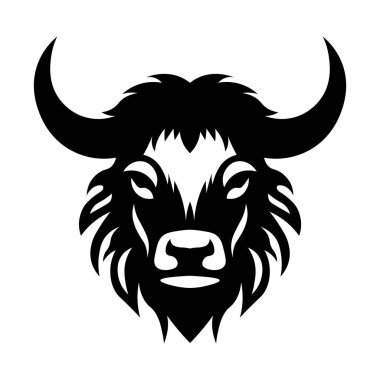 Siyah vektör öküz başı simgesi beyaz arkaplanda izole edildi