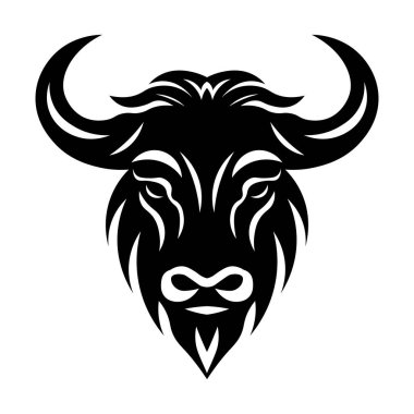 Siyah vektör öküz başı simgesi beyaz arkaplanda izole edildi