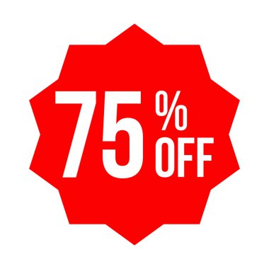 kırmızı vektör% 75 indirim etiketi beyaz arkaplanda izole edildi