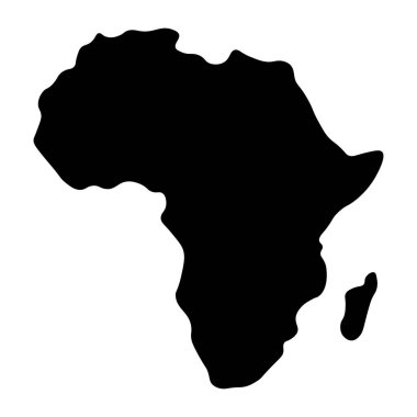 Siyah vektör Afrika haritası beyaz arkaplanda izole edildi