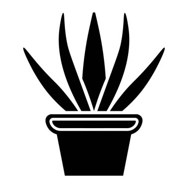 Siyah vektör aloe vera simgesi beyaz arkaplanda izole edildi