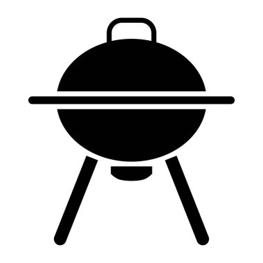 Siyah vektör barbekü simgesi beyaz arkaplanda izole edildi