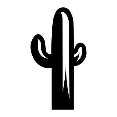 Siyah vektör kaktüs simgesi beyaz arkaplanda izole edildi