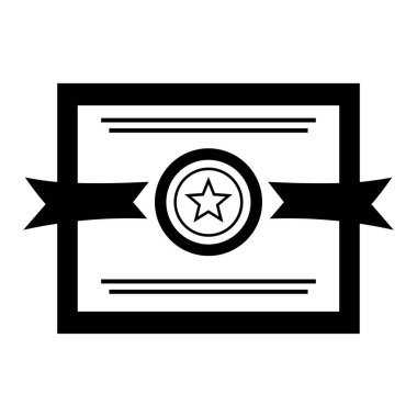 Siyah vektör sertifika simgesi beyaz arkaplanda izole edildi