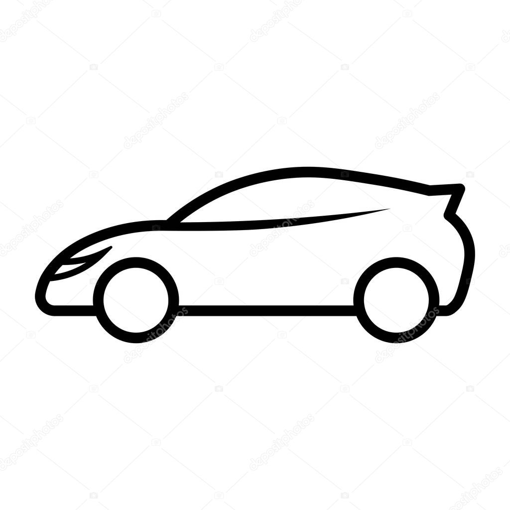 Black vector car logo icon isolated on white background
