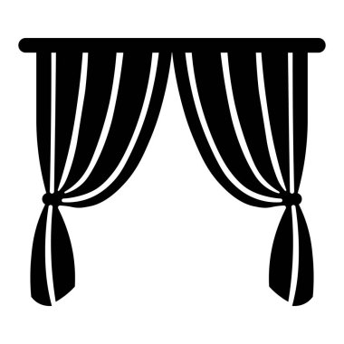 Siyah vektör perde simgesi beyaz arkaplanda izole edildi