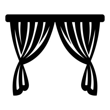 Siyah vektör perde simgesi beyaz arkaplanda izole edildi