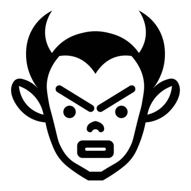 Siyah vektör şeytan simgesi beyaz arkaplanda izole edildi