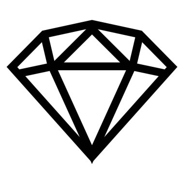 Siyah vektör elmas simgesi beyaz arkaplanda izole edildi