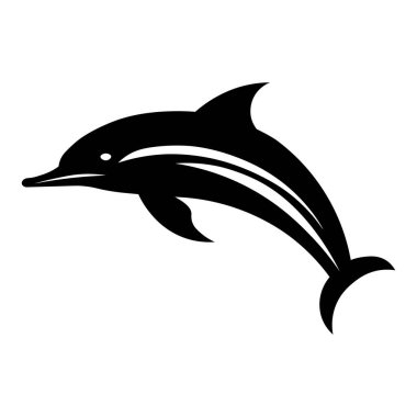 Siyah vektör yunus simgesi beyaz arkaplanda izole edildi