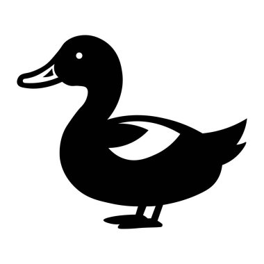 Siyah ördek simgesi beyaz arkaplanda izole edildi