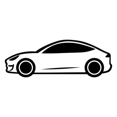 Siyah vektör elektrikli araba simgesi beyaz arkaplanda izole edildi
