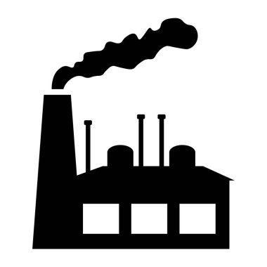 Siyah vektör fabrikası simgesi beyaz arkaplanda izole edildi