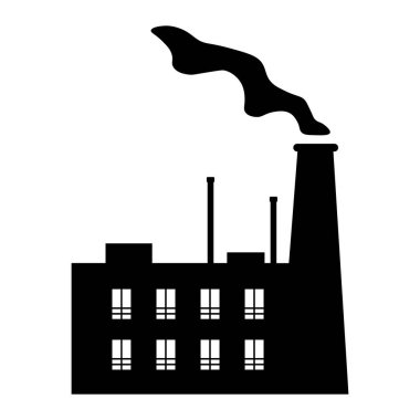 Siyah vektör fabrikası simgesi beyaz arkaplanda izole edildi