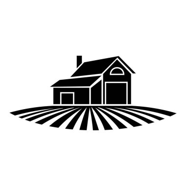 Siyah vektör çiftlik evi simgesi beyaz arkaplanda izole edildi