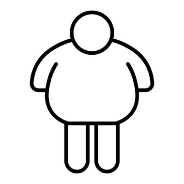 Siyah vektör şişman adam simgesi beyaz arkaplanda izole