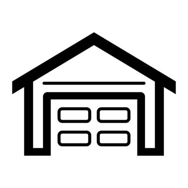 Siyah vektör garaj simgesi beyaz arkaplanda izole edildi