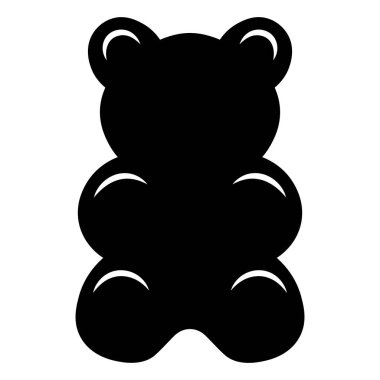 Siyah vektör jelibon ayı simgesi beyaz arkaplanda izole